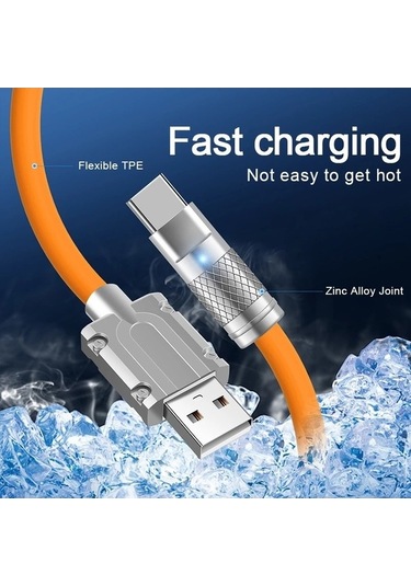 Prestigegoods 120w 6a Şarj Sıvı Silikon Usb Kablosu Tip-c, İos Aydınlatma, İphone Xiaomi Huawei Samsung Uyumlu