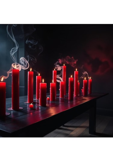 Soya Parafinli Kırmızı 3 Adet 50 Saat Yanma Süreli Çap:5 Cm Boy:25 Silindir Blok Mum Kırmızı Kirmızı