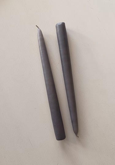 İkili Şamdan Mum 2x25cm Gri