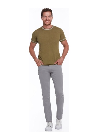 Hatemoğlu Yeşil Slim Fit Basic Bisiklet Yaka Triko Tişört-Yeşil