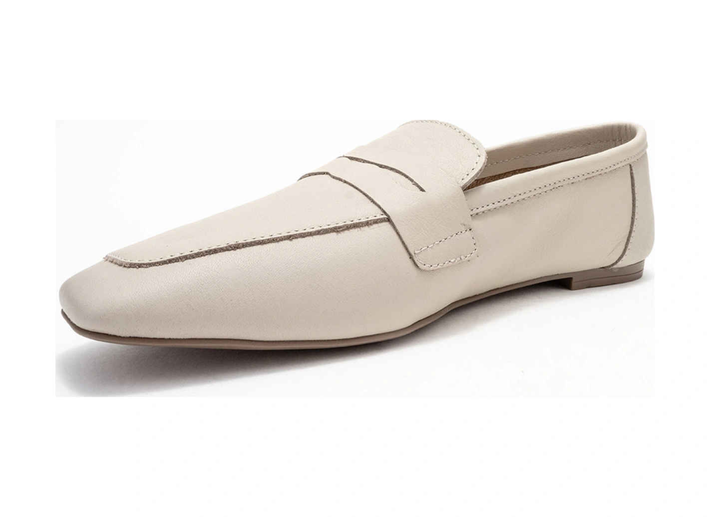 Luvishoes Luvi Shoes Morne Ekru Bej Cilt Hakiki Deri Kadın Loafer Ayakkabı Bej - Ekru