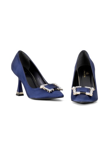 Elit Brk326s Kadın Tokalı Klasik Topuklu Ayakkabı Lacivert Lacivert