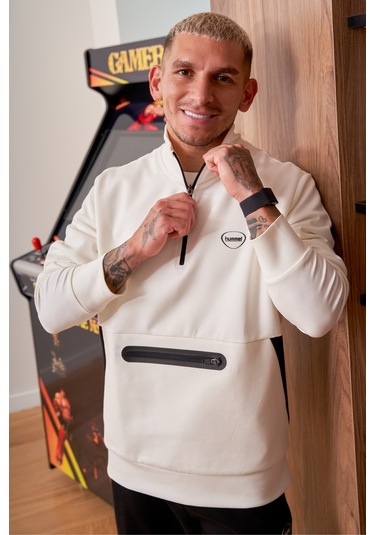 Hummel Loton Yarım Fermuarlı Sweatshırt 922255-9003 Beyaz