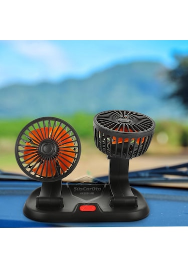 Üniversal Oto Ofis Araç İçi Torpido Üstü Vantilatör Çift Başlıklı Çakmaklık Girişli Kademeli Soğutucu Fan 360 Vantilatör 56645861