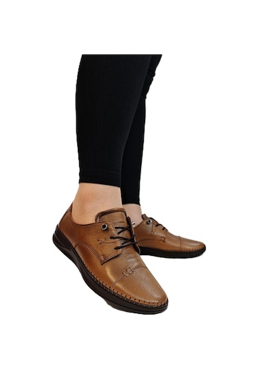 Voyager 9523 Taba Hakiki Deri Bayan Ayakkabı Taba