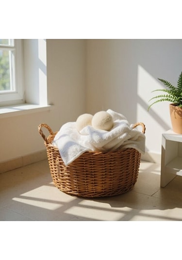 Mucit Home 3 Adet Yün Kurutma Topu Kurutma Makinesi Için Doğal Yumuşatıcı Çamaşır Kurutma Topları Beyaz