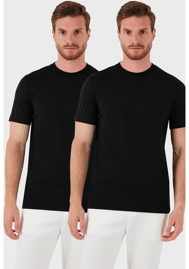 Buratti Pamuklu Regular Fit 2'Li Basic Erkek T Shirt 59020202 Siyah-Siyah