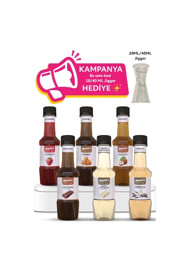 Saphori 6 Lı Aromalı Kokteyl Şurubu Kahve Şurubu Seti 6 X 250 Ml