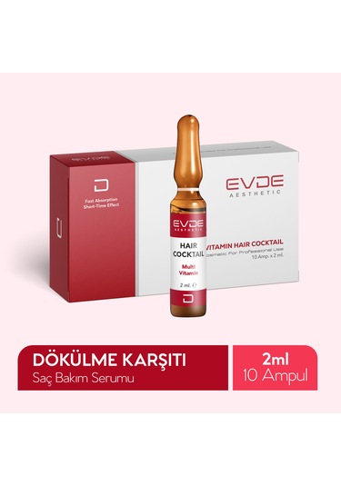 Multi Vitamin Hair Cocktail Dökülme Karşıtı Saç/kaş Bakım Serumu 2ml X 10 Ampul Vitamin Kompleksi + Peptid İçerikli