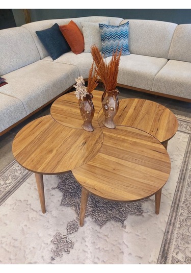 Akset Rüzgar Gülü Orta Sehpa Ve Zigon Full Ceviz