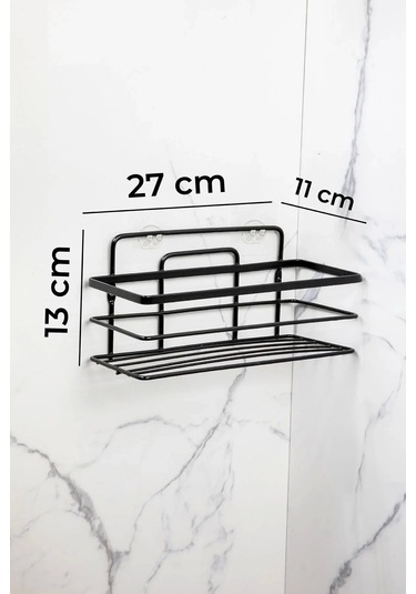 Banyo Köşe Rafı Lamalı Tek Katlı Siyah Şampuanlık Hem Vidalı Hem Yapışkan Stickerlı Çok Renkli