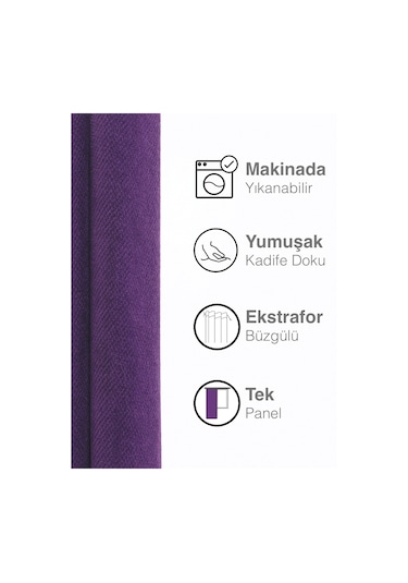Kadife Dokulu Erik Moru Ada Fon Perde Ekstrafor Büzgülü Erik Moru