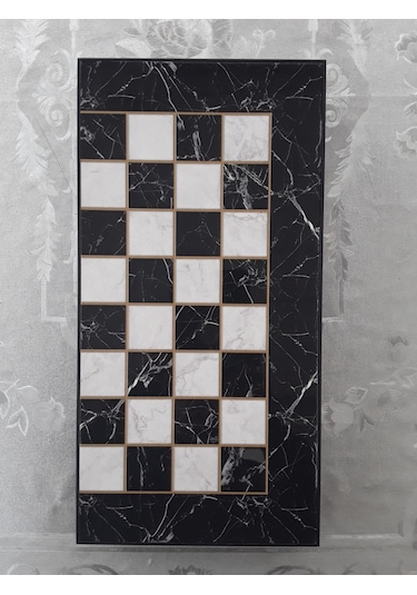 Yenigün Siyah Marble Büyük Tavla Takımı