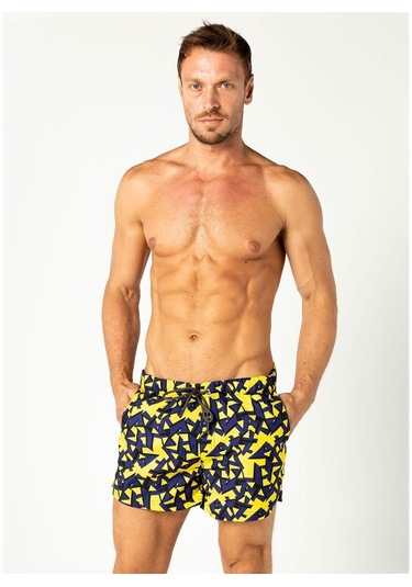Herrmen Amorf Sarı Mor Şort Mayo Sarı