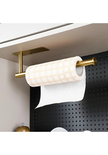 Chuangyinshop Silvery Paslanmaz Çelik Kağıt Havlu Askısı Duvar Montaj Deliksiz Altın Kaplama Gümüşi