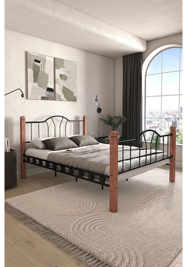 Argimo Pasifik Çift Kişilik Ferforje Metal Karyola Siyah 160 x 200