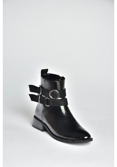 Fox Shoes V312362260 Siyah Rustik Kemer Detaylı Kadın Bot Siyah