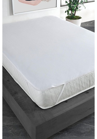 %100 Pamuklu Sıvı Geçirmez Lastikli Alez Beyaz