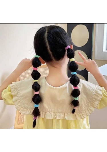 Kız Çocuk Peluş Lastik Toka 100 Adet Çok Renkli