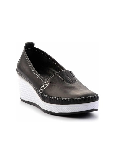 Siyah Hakiki Deri Kadın Casual Ayakkabı K01908004503 Siyah