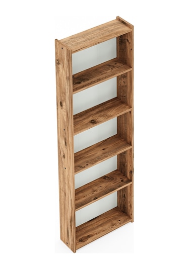 Kts2 Modern Kitaplık / 5 Raflı - 60x180 Cm - Çam