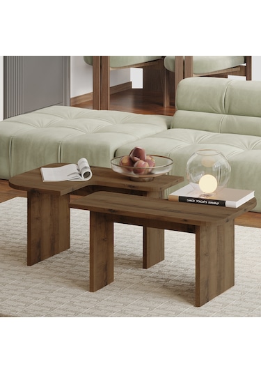 Iris Modüler Orta Sehpa Modern Tasarım, Çok Amaçlı Kullanım Sehpa Antik Ceviz