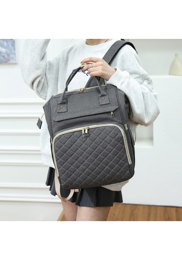 Yifomall "usb Şarjlı Anne Çantası - Isıtmalı Bebek Biberon Cebi, Su Geçirmez Sırt Çantası" 83 Karakter Koyu Gri