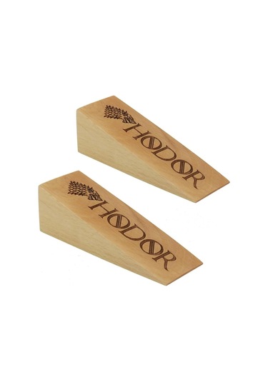 Mavitrend Dekoratif Ahşap Hodor Yazılı Kapı Stoperi 2 Adet Kapı Tutucu