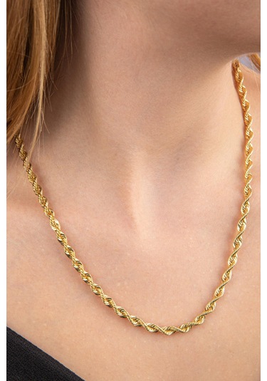 14 Ayar Altın Işıltılı Burgu Zincir Kolye 4.40 Mm Beyaz Altın