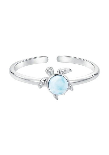 Bamoer 925 Ayar Gümüş Deniz Kaplumbağası Açık Halka Plaj Kaplumbağa Ayarlanabilir Yüzükler Kadınlar İçin Güzel Takı