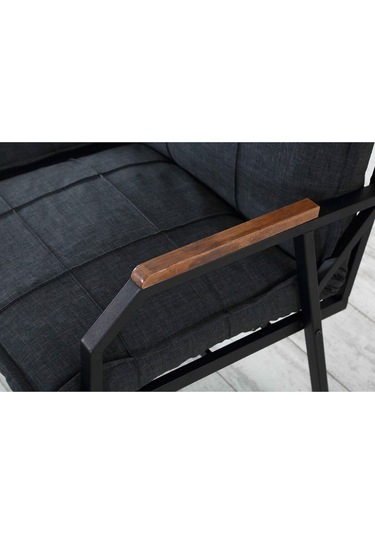 Mygusi Hayal Balkon, Bahçe, Cafe - Metal Kanepe Koltuk Takımı - 2+1+1 Sehaplı Antrasit