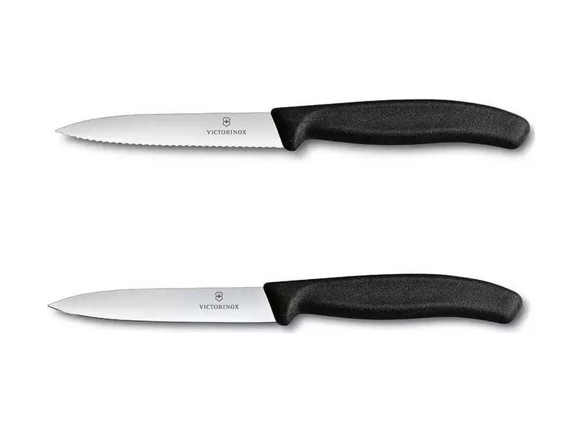Victorinox 2li Set 10 Cm Tırtıklı - 10 Cm Düz Sebze Meyve Bıçağı Siyah
