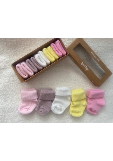 Kız Bebe Yenidoğan Kutulu 5'li Çorap 1309s Sarı