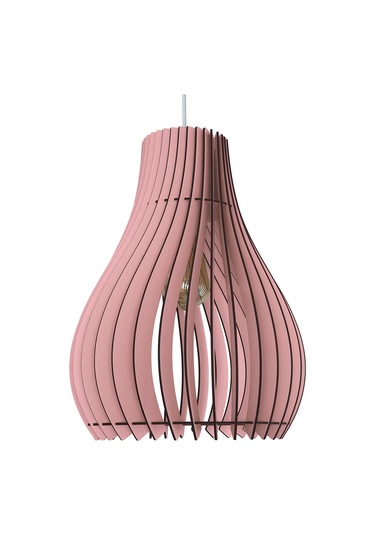Vialux Modern Ahşap Bohem Rustik Avize Tekli Sarkıt Lamba Pembe Pembe