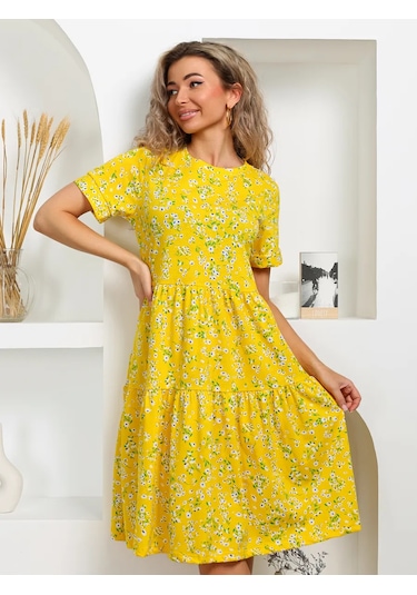 Jıyanteks Büyük Beden Pamuklu Ev Elbisesi 386159398