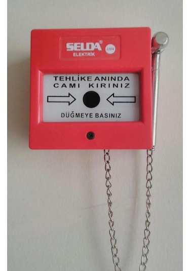 Selda Çekiçli Kare Yangın İkaz Butonu 220 V