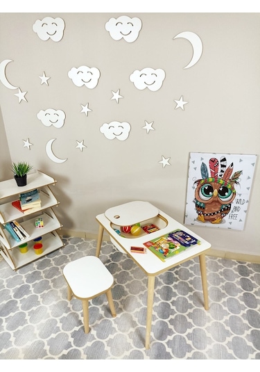 Miracle 3d Çocuk Oyun Etkinlik Çalışma Masası Tek Göz Aktivite Masası Beyaz