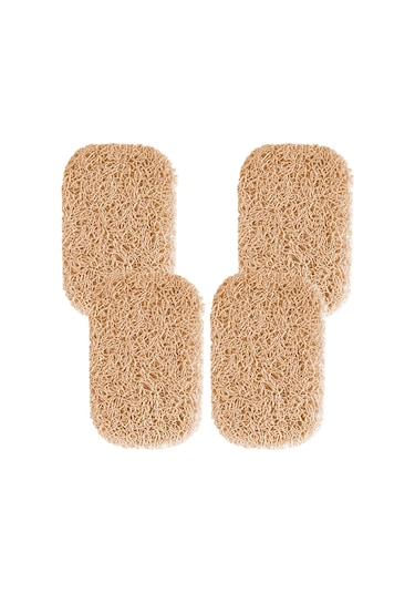 Suntek Pvc Sabun Koruyucu Kendinden Boşaltma Aksesuarı Kaymaz Sabunluk 4 Adet Bej