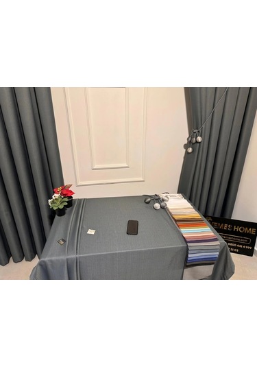 Nivemeshome Gri 140x220 Keten Masa Örtüsü Gri