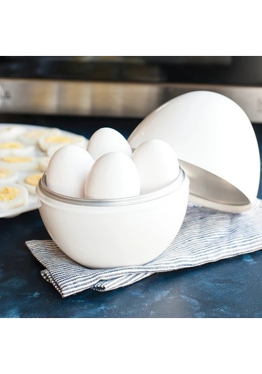 Elmpaly Beyaz 4 Yumurtalık Mikrodalga Yumurta Pişirici - Taşınabilir Pratik Mutfak Aleti