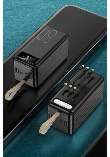 1080 80000mah Ledli 4 Çıkışlı Taşınabilir Hızlı Şarj Dijital Göstergeli Powerbank Siyah