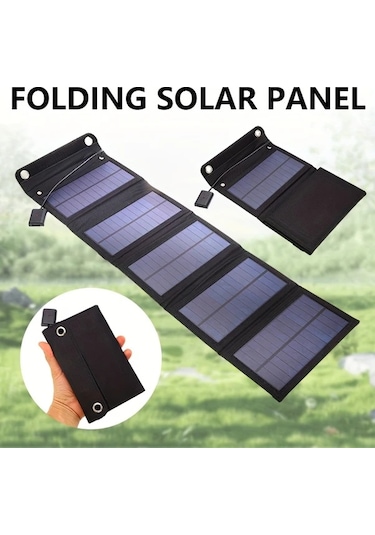 Elmpaly 60w Katlanır Usb Portlu Güneş Panel Şarj Cihazı Seyahat Kamp Çanta Telefon Laptop Fan