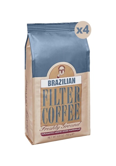 Kurukahveci Mehmet Efendi Brazilian Filtre Kahve Öğütülmüş Folyo Ambalaj 4 x 250 G