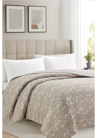 Sakura Elyaf Dolgulu Çift Taraflı Tek Kişilik 160x220 Cm Kırlentsiz Tek Pike Bej Bej