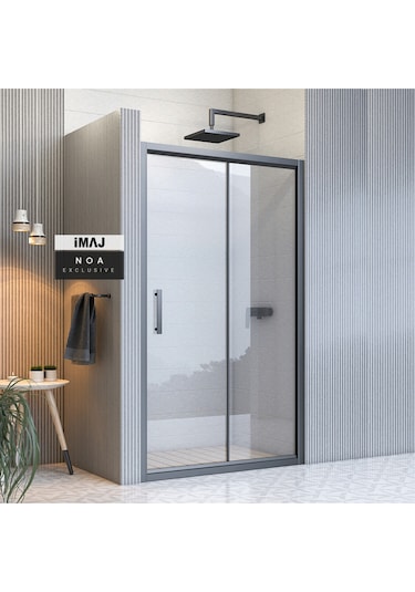 İmaj Banyo Noa İki Duvar Arası 1 Sabit 1 Sürgü Duşakabin Siyah