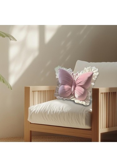 Fastbuy Suntek Kelebek Şekilli Yastık, El Sanatları Kanepe Minderi, İç Pembe Pembe