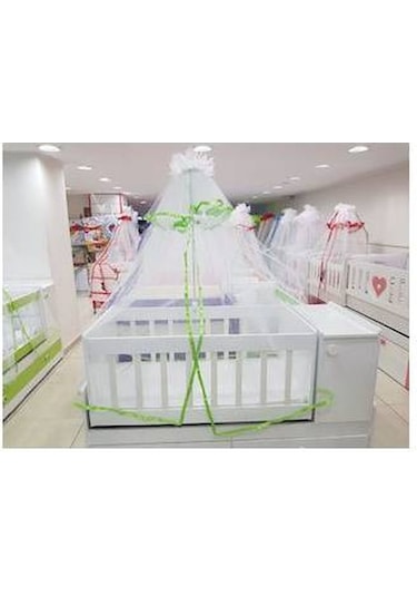 Hugoy Bebek beşik cibinliği ve demiri, cibinlik, tül,demir yeşil