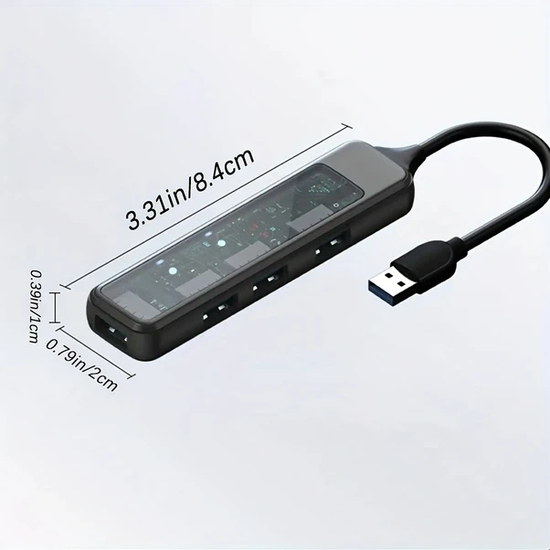 Hightower Usb 3.0 Type-c Genişletme Hub 4 Port Şeffaf Taşınabilir Disk Klavye Bağlantı