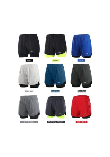 Ordu Yeşili Lixada Erkek 2'si 1 Arada Koşu Şortu Çabuk Kuruyan Nefes Alabilir Aktif Eğitim Egzersiz Koşu Bisiklete Binme