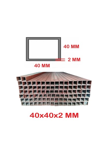 Boyalı 2mt 40 X 40 X 2 Mm Kutu Profil Boru Metal 40x40x2 Demir